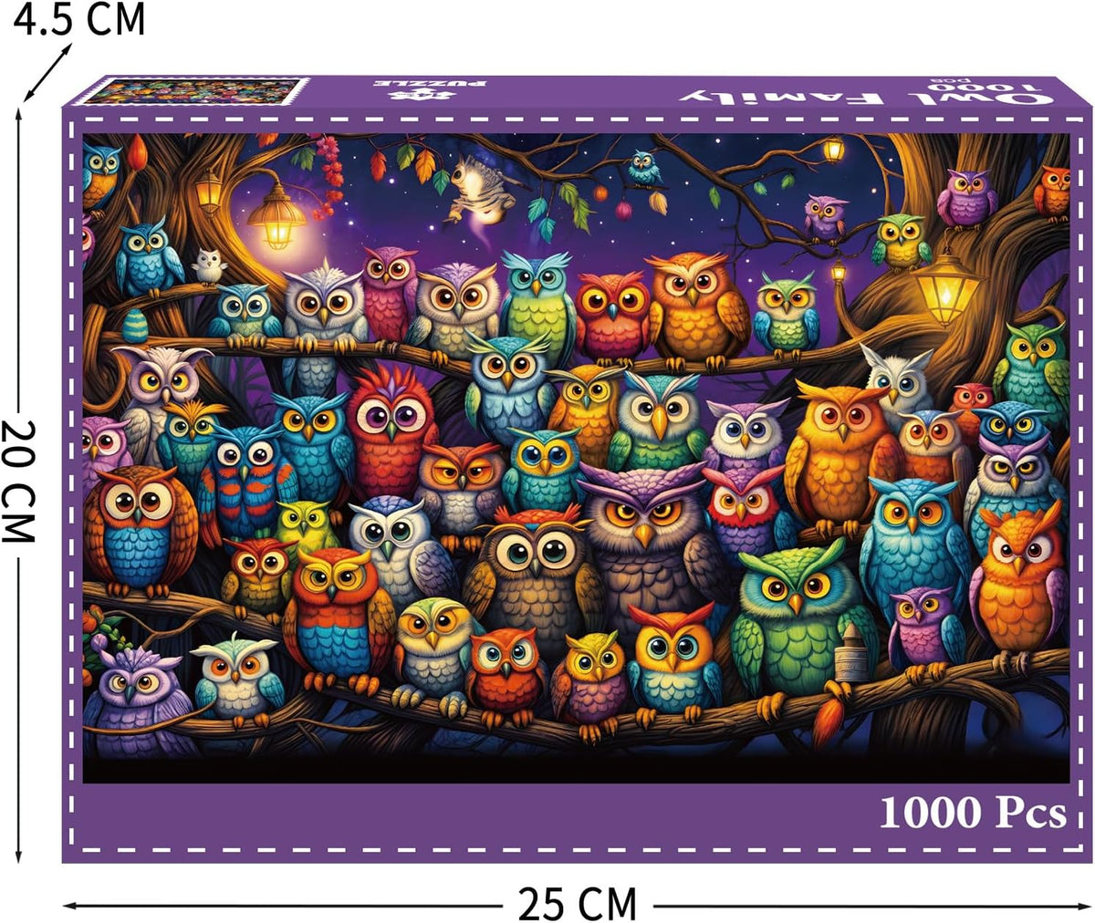 Owl Family Puzzles for Adults 1000 Pieces, Puzzles with Letters on Back, Impossible Hard Difficult Challenging, Precise Interlocking Pieces, Home Wall Decoration & Ideal Gift