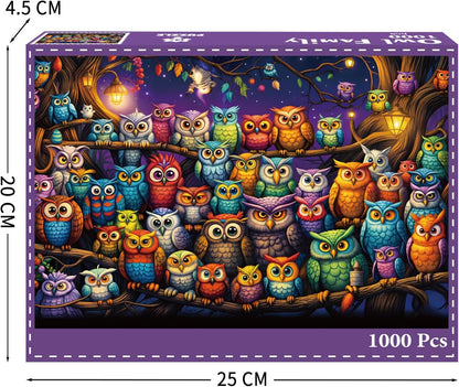 Owl Family Puzzles for Adults 1000 Pieces, Puzzles with Letters on Back, Impossible Hard Difficult Challenging, Precise Interlocking Pieces, Home Wall Decoration & Ideal Gift