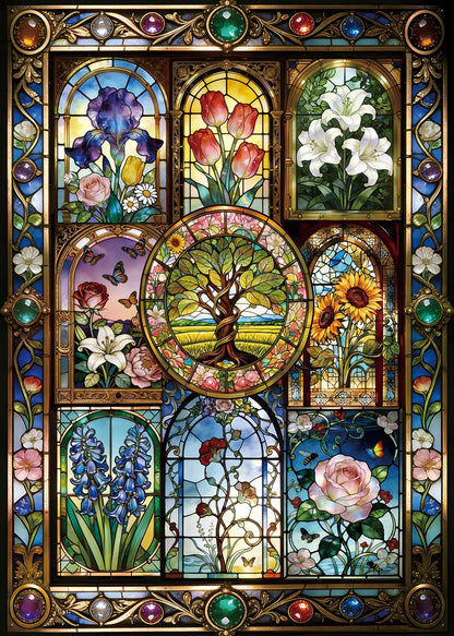 1024 Piece Puzzle for Adults, Four Seasons Window View
