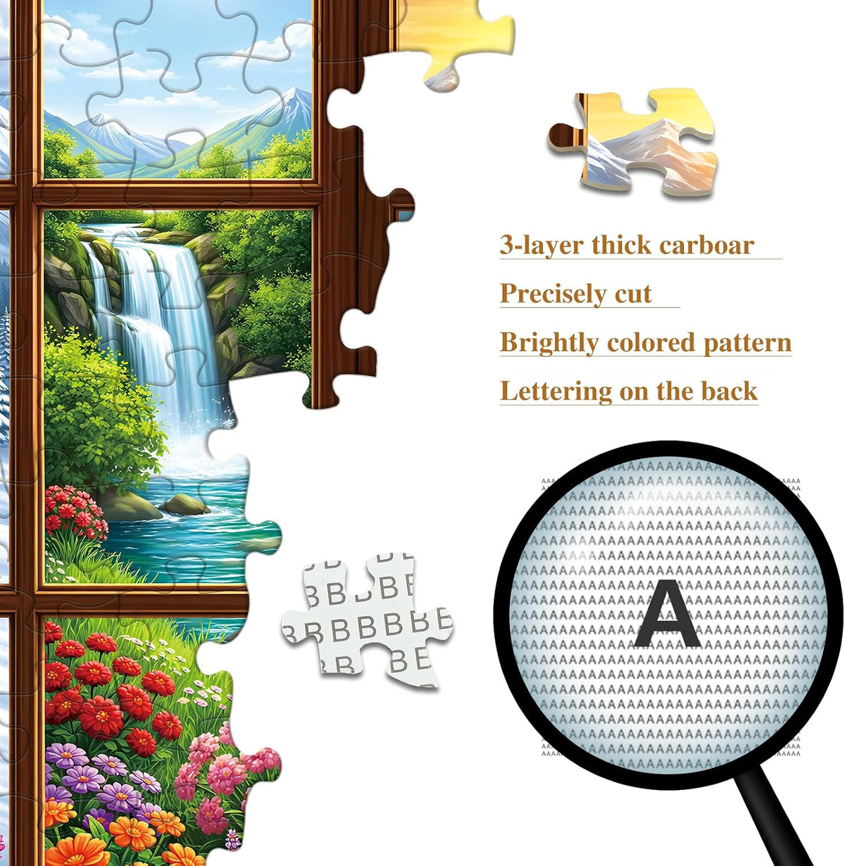 1024 Piece Puzzle for Adults, Four Seasons Window View