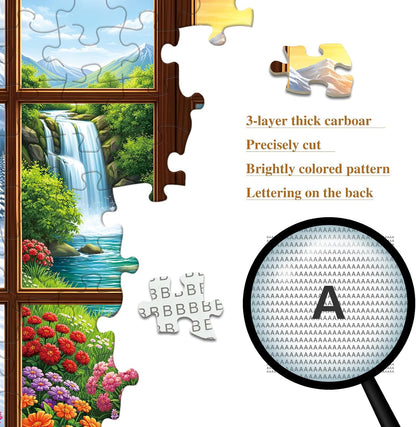 1024 Piece Puzzle for Adults, Four Seasons Window View