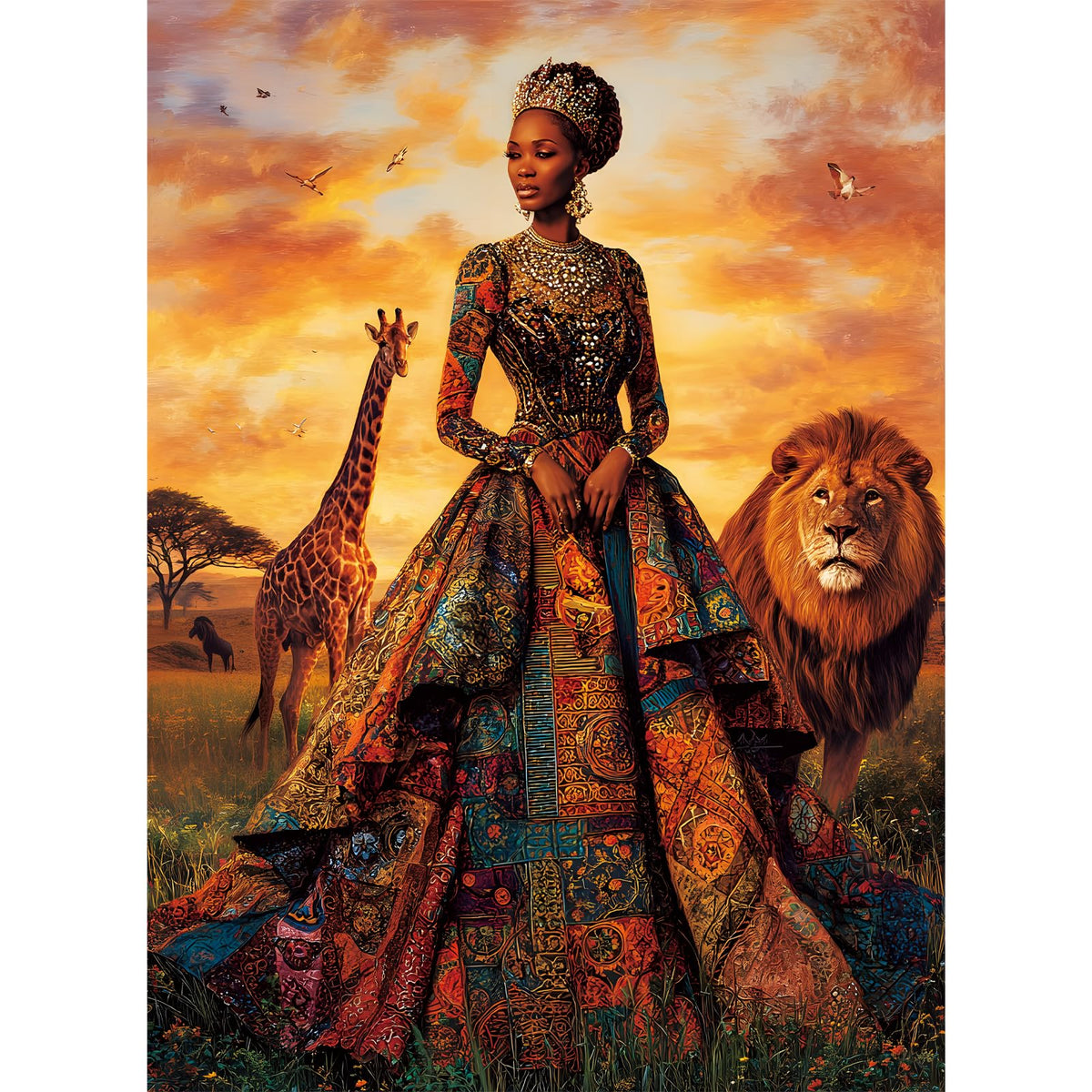 500 Piece Puzzles for Adults, Stained Glass Desert Landscape Jigsaw Puzzle