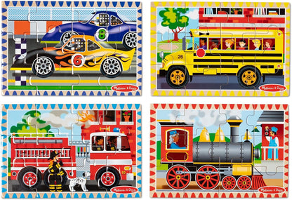 Melissa & Doug 4-in-1 Wooden Vehicle Jigsaw Puzzle 48-Piece Set