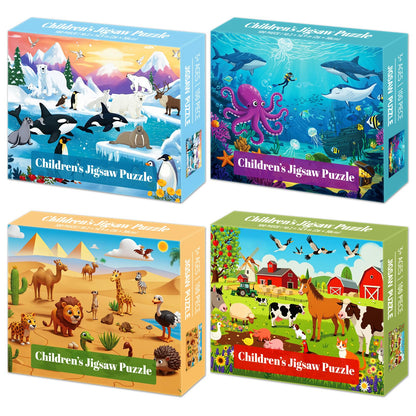 4 Packs 100 Piece Puzzles for Kids Ages 4-6 6-8 8-10, USA World Map Kids Puzzles Ages 3-5 4-6 5-8, Solar System Mars Adventure 100 Piece Puzzle for Adults Seniors, Educational Jigsaw Puzzles 15"x10"