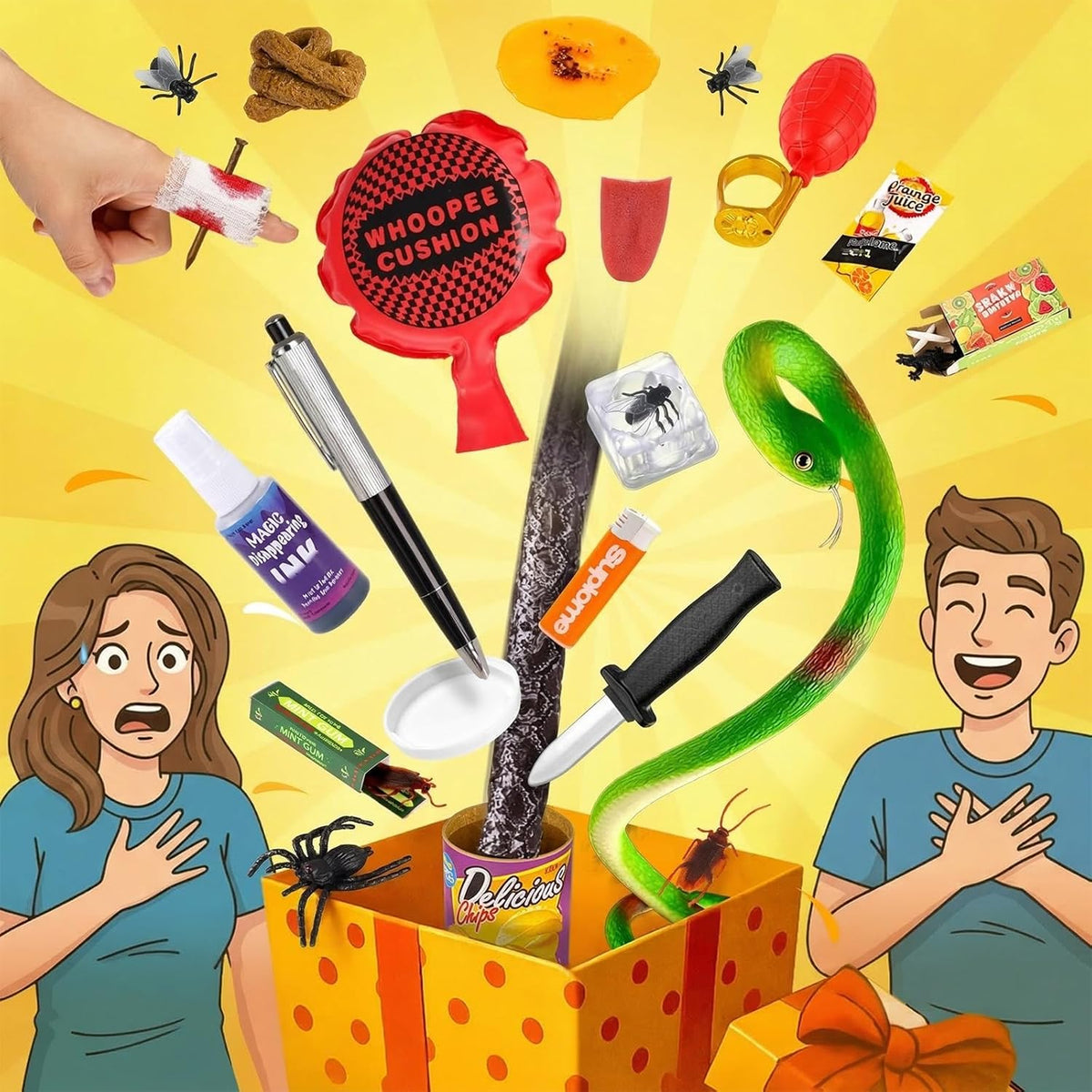 LovesTown Prank Kit, 25 PCS Fun Novelty Prank Sets for Kids & Adults