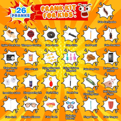 Pranks Kit for Kids Adults, 40 PCS Prank Stuff, Ultimate Pranks Scare Kit is Perfect for April Fools, Halloween, Christmas, Birthday Gifts