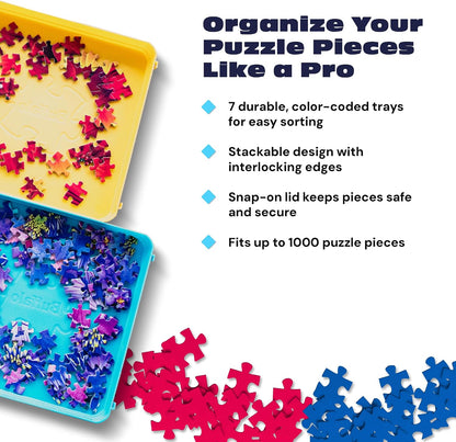 Buffalo Games Puzzle Sorting Trays for Adults, Puzzle Tray Storage, 7 Pc