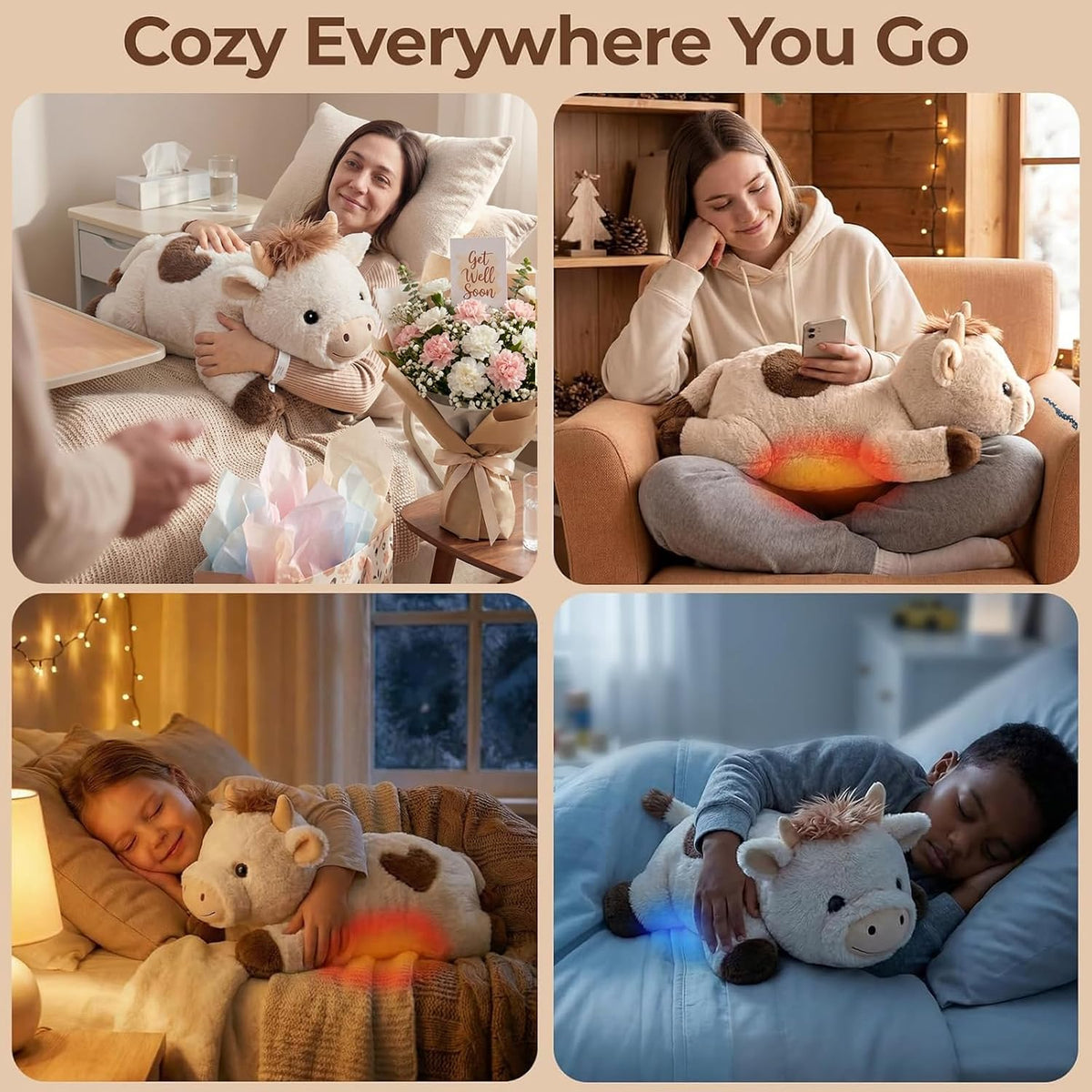 Mewaii Weighted Stuffed Animals Cow Plush, Heatable Coolable, 2-5lbs, 23in