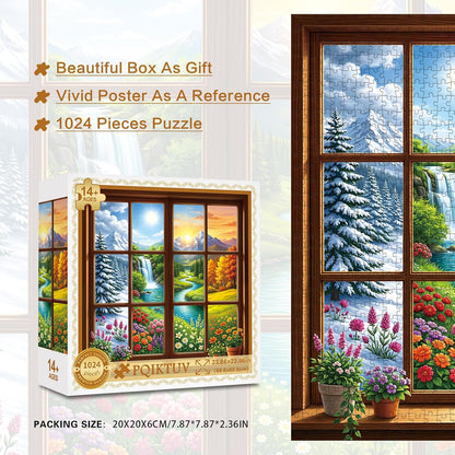 1024 Piece Puzzle for Adults, Four Seasons Window View