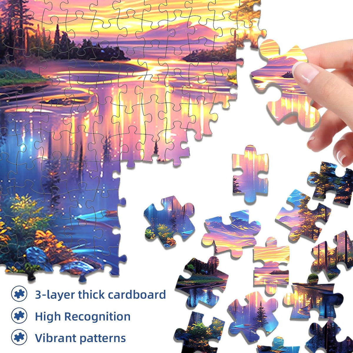 Starry Aurora Lake Puzzles for Adults 1000 Pieces,Interlocking No Dust