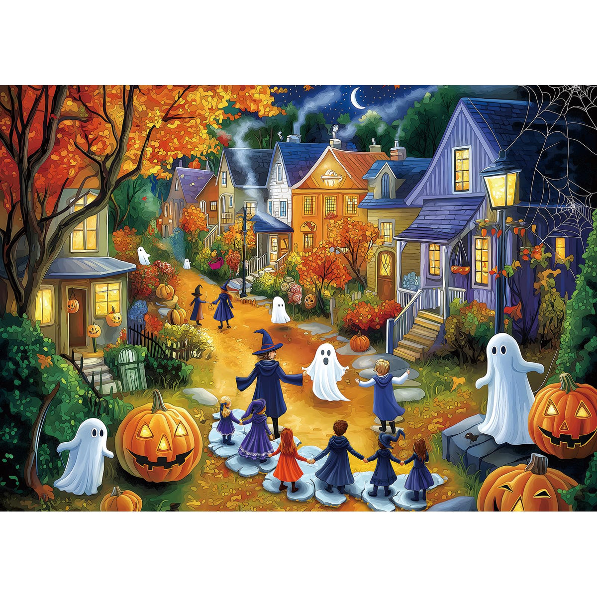 Halloween Haunted House 1000 Piece Jigsaw Puzzle for Adults Spooky Ghosts & Pumpkins Gothic Mansion Challenging 1000-Piece Puzzle with Poster - Fun Adult Puzzle Game for Game Night (27"x20")