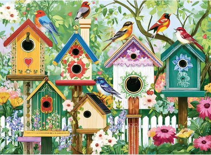Colorful Birdhouses & Vibrant Birds 500 Piece Jigsaw Puzzle, Family Game