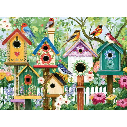 Colorful Birdhouses & Vibrant Birds 500 Piece Jigsaw Puzzle, Family Game