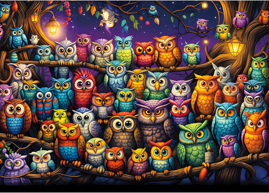 Owl Family Puzzles for Adults 1000 Pieces, Puzzles with Letters on Back, Impossible Hard Difficult Challenging, Precise Interlocking Pieces, Home Wall Decoration & Ideal Gift