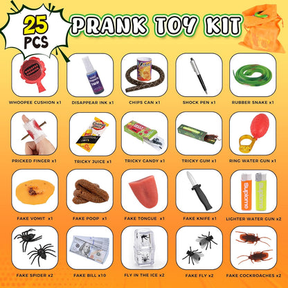 LovesTown Prank Kit, 25 PCS Fun Novelty Prank Sets for Kids & Adults