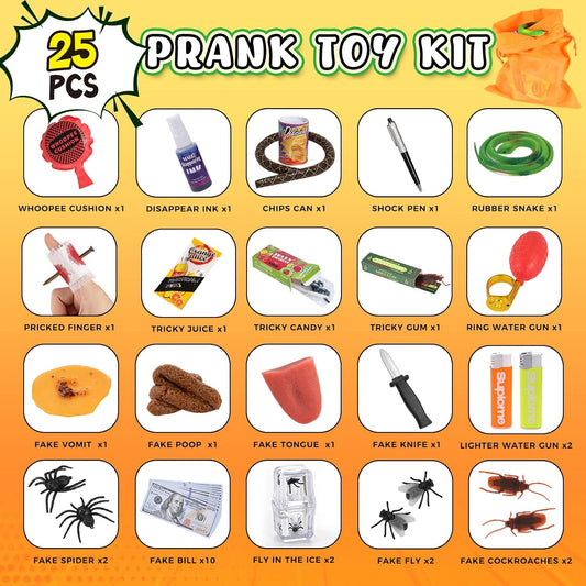 LovesTown Prank Kit, 25 PCS Fun Novelty Prank Sets for Kids & Adults