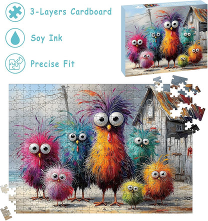Puzzles for Adults 500 Pieces, Chicken Jigsaw Puzzles - Beach Chicken Coop, Impossible Beach Puzzles for Seniors Family, 20.47x14.96 inches, 1:1 Poster, Letter on the Back
