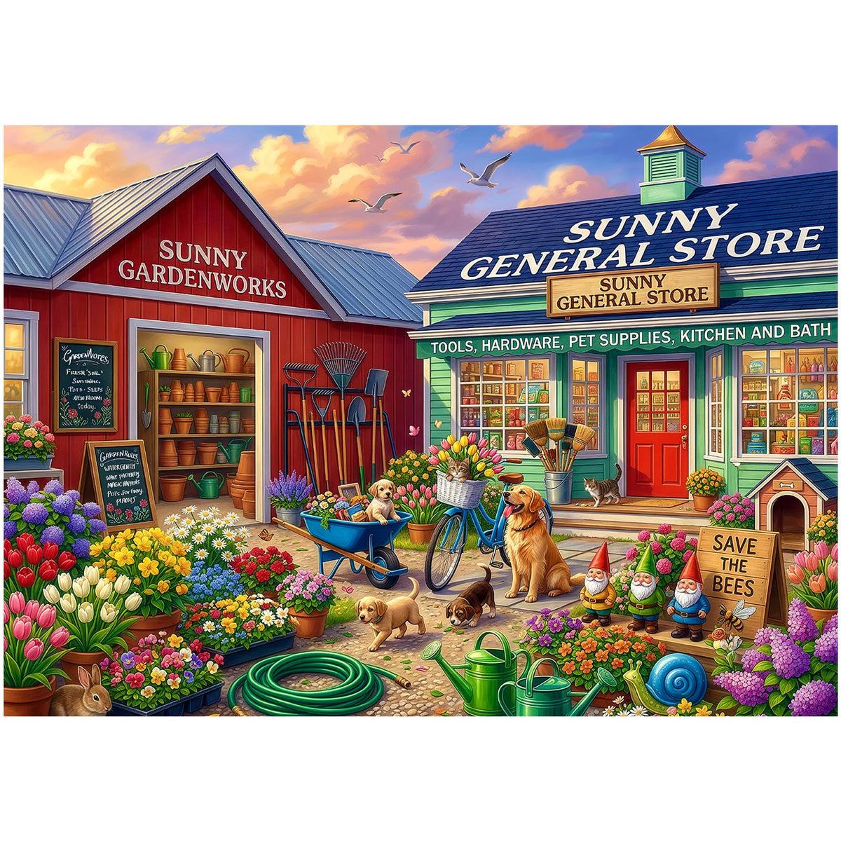 Vintage Paint Hummingbird Flower 1000 Piece Puzzles for Adults