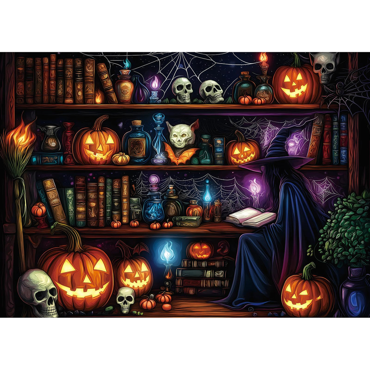 Halloween Haunted House 1000 Piece Jigsaw Puzzle for Adults Spooky Ghosts & Pumpkins Gothic Mansion Challenging 1000-Piece Puzzle with Poster - Fun Adult Puzzle Game for Game Night (27"x20")