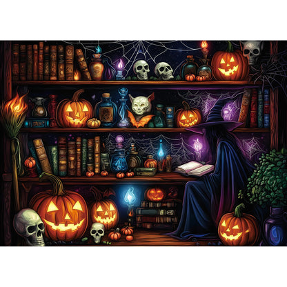 Halloween Haunted House 1000 Piece Jigsaw Puzzle for Adults Spooky Ghosts & Pumpkins Gothic Mansion Challenging 1000-Piece Puzzle with Poster - Fun Adult Puzzle Game for Game Night (27"x20")