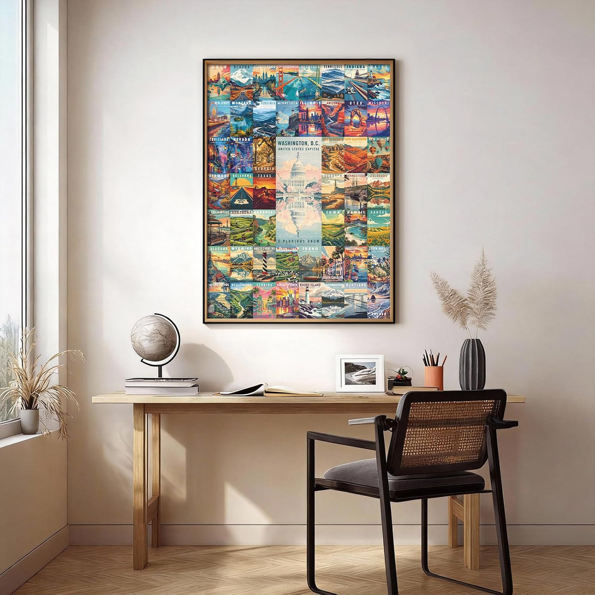 50 States & Washington, D.C. Jigsaw Puzzles for Adults 1000 Pieces, United States 1000 Piece Puzzle, Travel Poster Design of Family Puzzle,challenging Puzzle,USA States Puzzle