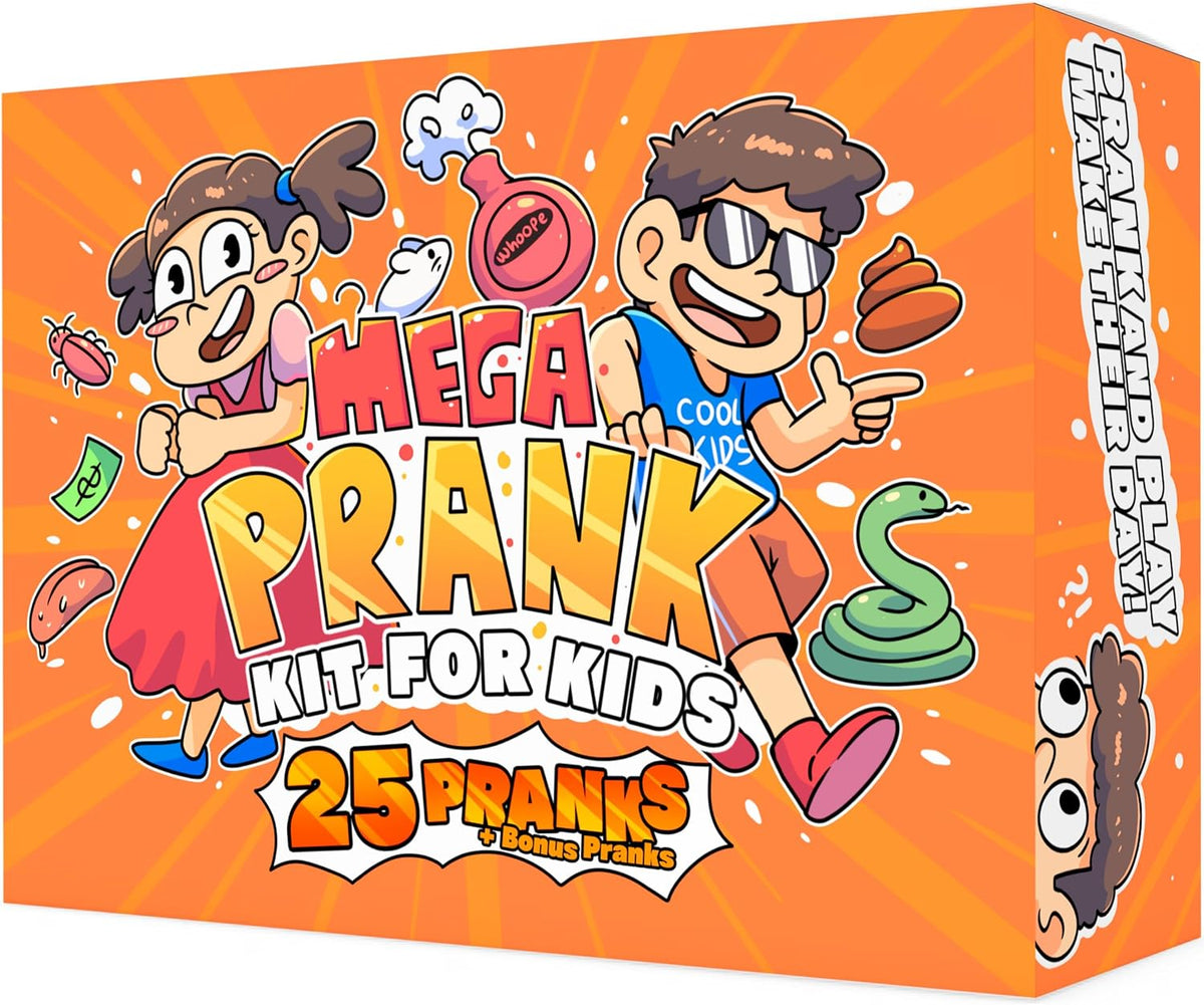 DIMROM Prank Kit for Kids - 25 Gags & Practical Joke Toys - Prank Stuff for April Fools - Ultimate Practical Jokes - Gag Gifts for Kids - Big Funny Toys Pack Set Box + Bonus Inside