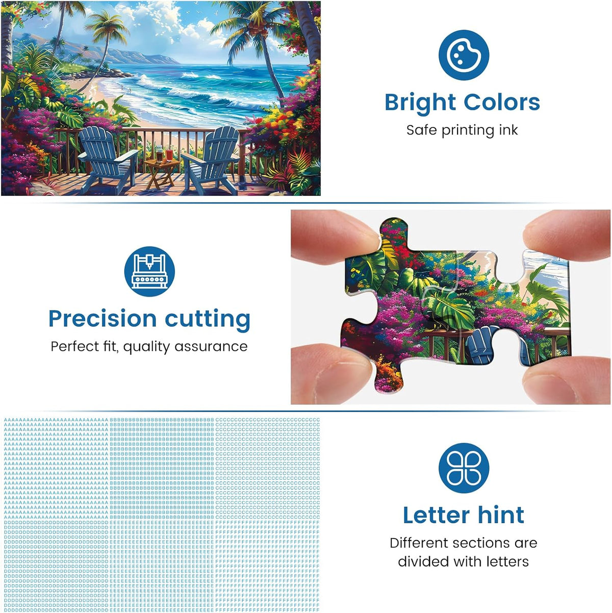 Jigsaw Puzzles for Adults 500 Pieces, Interlock Perfectly Letter on Back