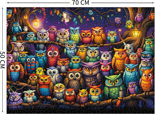 Owl Family Puzzles for Adults 1000 Pieces, Puzzles with Letters on Back, Impossible Hard Difficult Challenging, Precise Interlocking Pieces, Home Wall Decoration & Ideal Gift