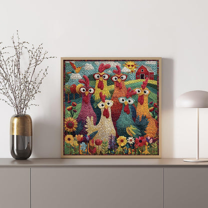 Chicken Puzzles for Adults 1000 Piece, PICKFORU Funny Chicken Jigsaw Puzzle, Garden Farm Flower Animal Rooster Themed, Patchwork Art Challenge Puzzle