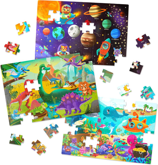 B. toys Gigantic Jigsaw Floor Puzzles, 3-Pack 48-Piece Jumbo Set, Tiles