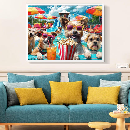 300 Piece Jigsaw Puzzle for Adults, Fun at The Amusement Park Dog Puzzles