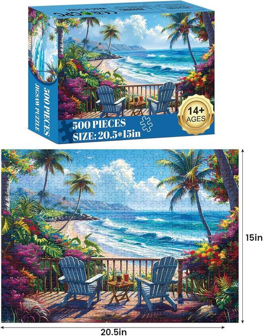 Jigsaw Puzzles for Adults 500 Pieces, Interlock Perfectly Letter on Back