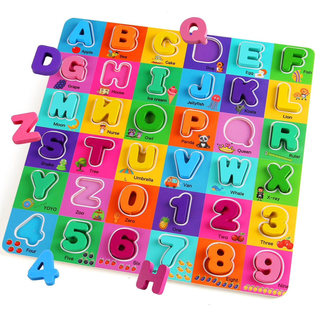 Wooden Puzzles for Kids Ages 3-5, 3 Pack ABC Number and Shape Learning Toys