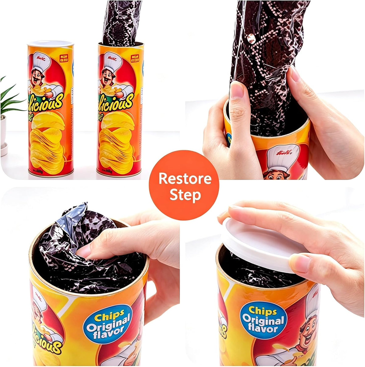 Cooplay Popup Snake in a Popcorn Can Prank, Halloween Fools Day Party Magic Trick Joke Gadget Fun Prank Gag Friend Christmas Toy
