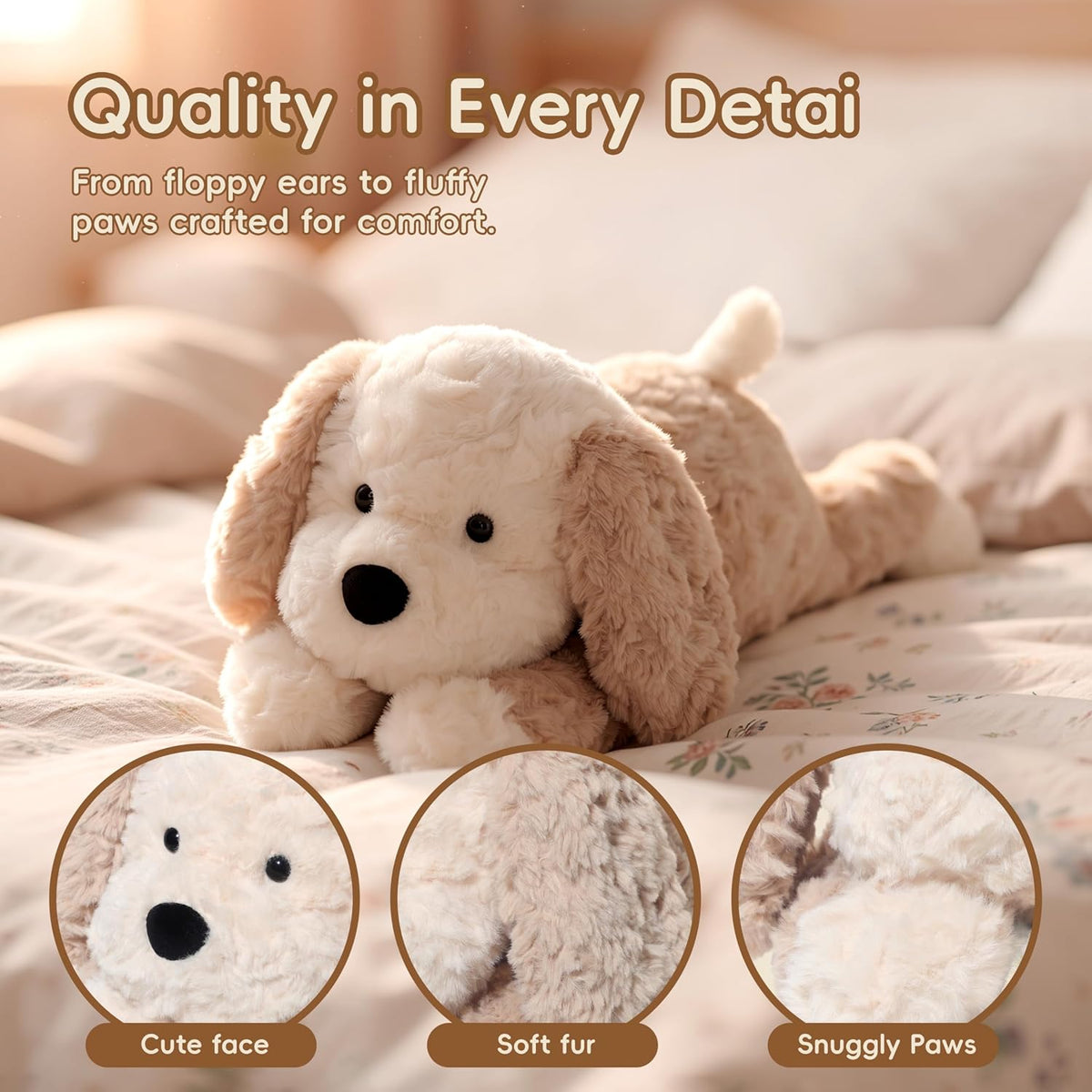 Stuffed Animals Dog Plush Toys Maltese Dog 16.5 inches Soft and Premium Puppy Plush Toy Gift for for Babies Children Adults, Beige/Grey