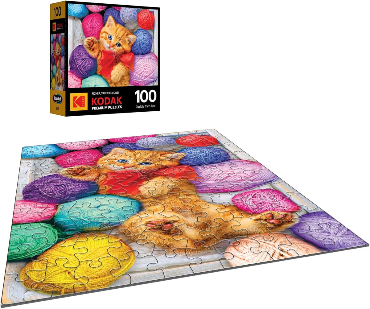 RoseArt - Kodak Premium - Cuddly Yarn Box - 100 Piece Jigsaw Puzzle for Adults