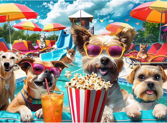 300 Piece Jigsaw Puzzle for Adults, Fun at The Amusement Park Dog Puzzles