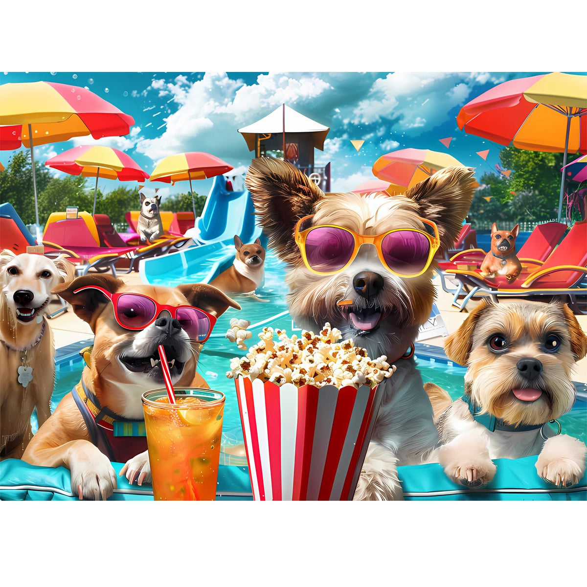 300 Piece Jigsaw Puzzle for Adults, Fun at The Amusement Park Dog Puzzles