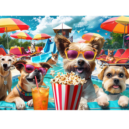 300 Piece Jigsaw Puzzle for Adults, Fun at The Amusement Park Dog Puzzles