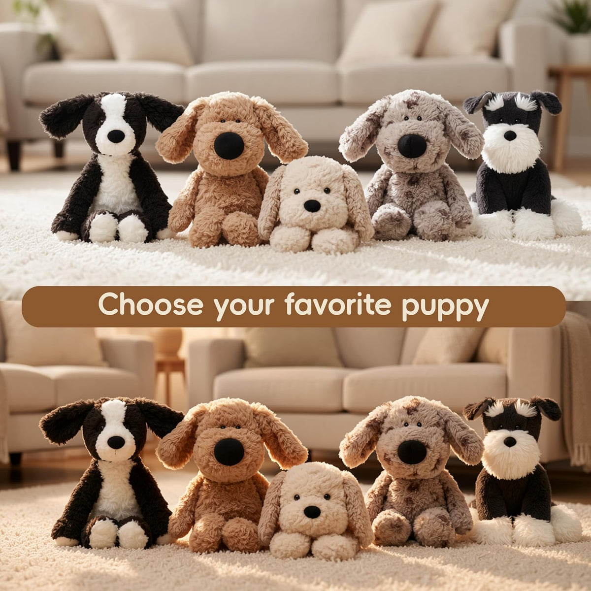 Stuffed Animals Dog Plush Toys Maltese Dog 16.5 inches Soft and Premium Puppy Plush Toy Gift for for Babies Children Adults, Beige/Grey