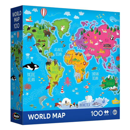 RoseArt Map of USA Puzzle for Kids – 100 Large Pieces, 24" x 18" – Educational United States Puzzle with Fun State Illustrations – Made in USA – Learning Toy for Ages 6+