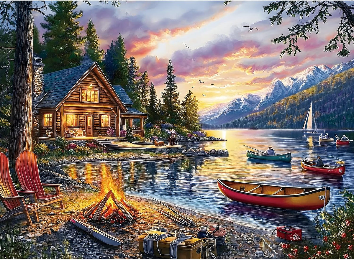 Jigsaw Puzzle for Adults 500 Pieces – 500 Piece Puzzle with Scenic Cabin, Interlocking Adult Puzzles, Letter Clues, Home Decor Gift | 20.5 x 15 in