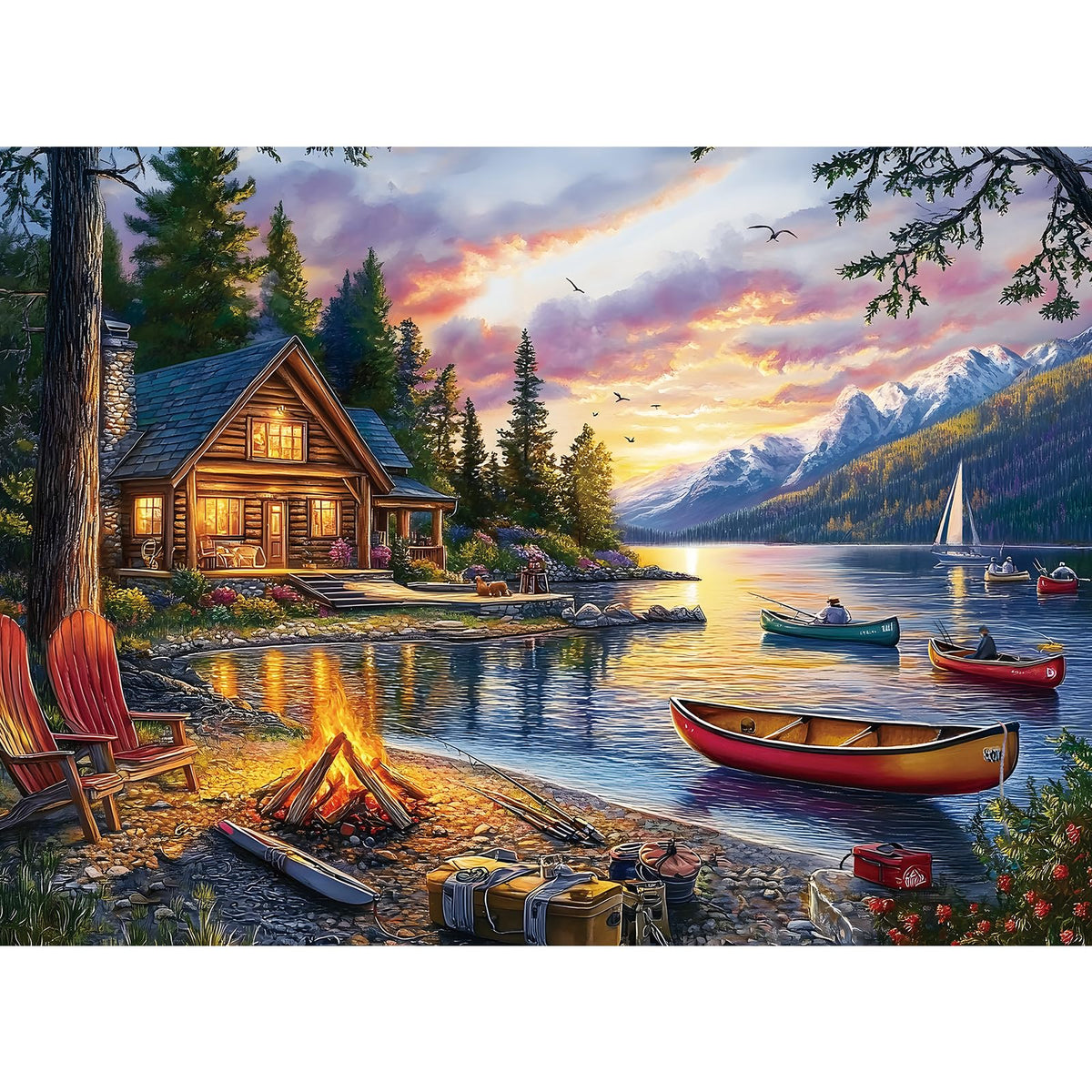 Jigsaw Puzzle for Adults 500 Pieces – 500 Piece Puzzle with Scenic Cabin, Interlocking Adult Puzzles, Letter Clues, Home Decor Gift | 20.5 x 15 in