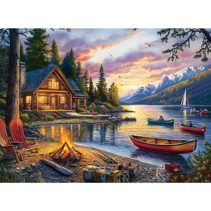 Jigsaw Puzzle for Adults 500 Pieces – 500 Piece Puzzle with Scenic Cabin, Interlocking Adult Puzzles, Letter Clues, Home Decor Gift | 20.5 x 15 in