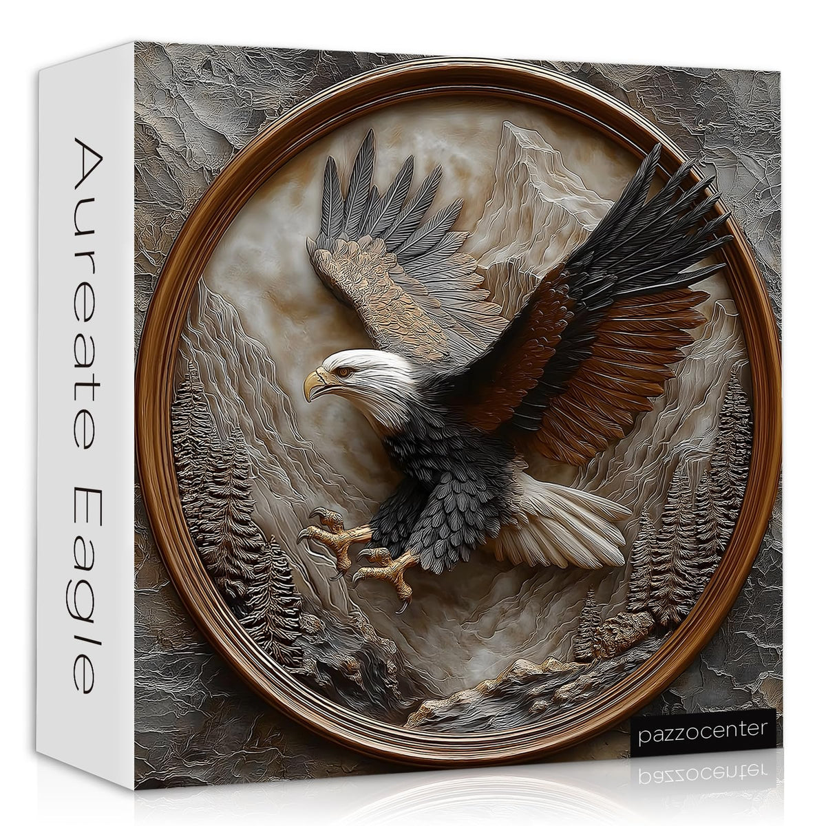 The Carved Eagle Jigsaw Puzzle 1000 Pieces, Majestic Bald Eagle Bird Puzzles for Adults,White Forest Art Nature Puzzle Animal, Unique Challenging Impossible Hard Puzzles