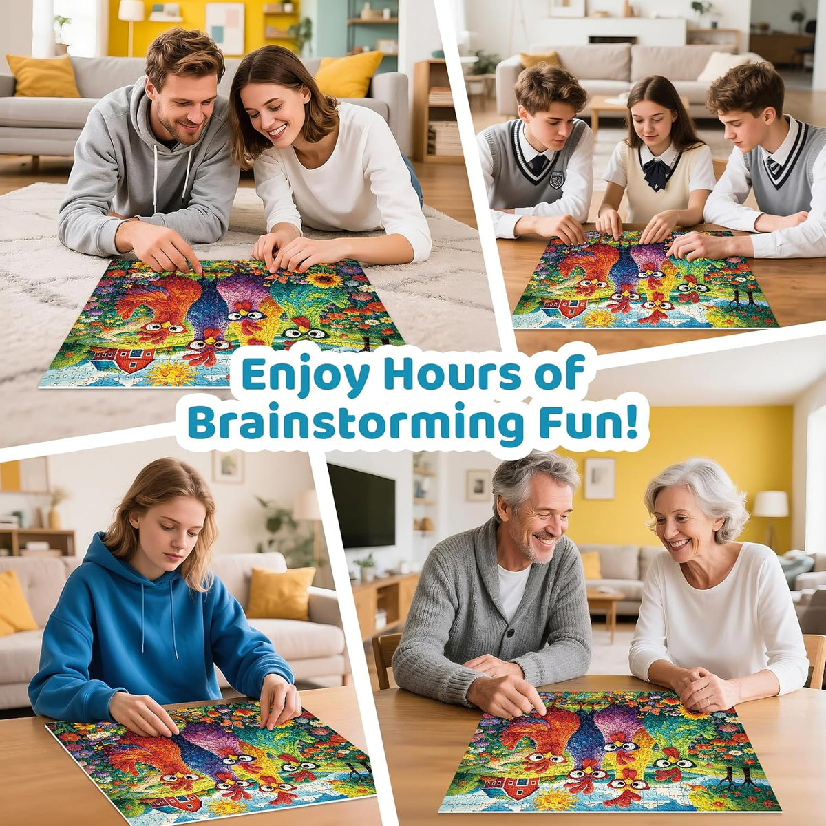 Puzzles for Adults 500 Pieces,Colorful Chicken Jigsaw Puzzle for Adults