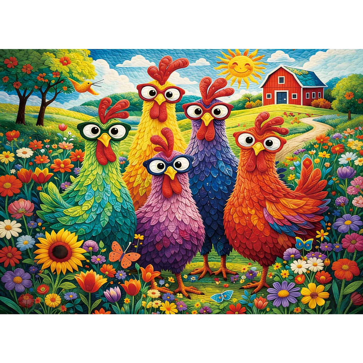 Puzzles for Adults 500 Pieces,Colorful Chicken Jigsaw Puzzle for Adults