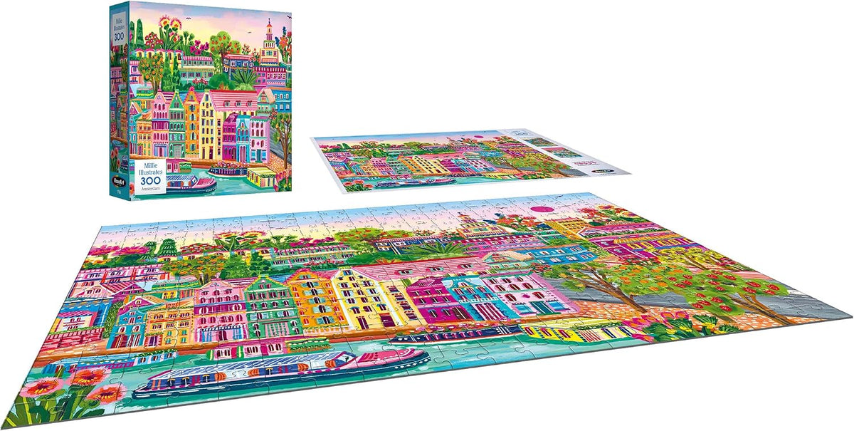 RoseArt - Millie Illustrates - Amsterdam - 300 Piece Jigsaw Puzzle – Vibrant Cityscape Artwork, Fun & Challenging Puzzle for Adults