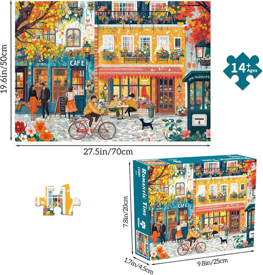 Puzzles for Adults 1000 Pieces, Romantic Street Scene Jigsaw Puzzle with 1:1 HD Poster, Perfect Interlocking No Dust, Stress Relief Ideal Gift for Family Games