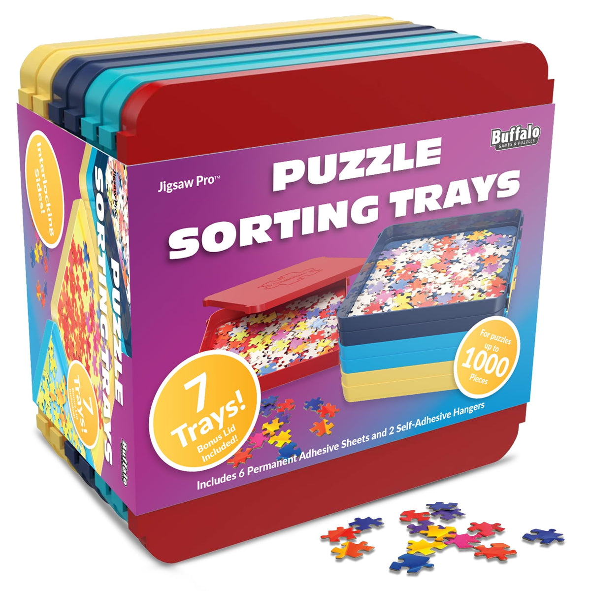 Buffalo Games Puzzle Sorting Trays for Adults, Puzzle Tray Storage, 7 Pc